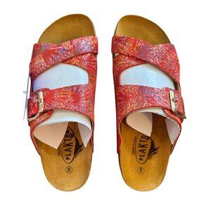 NWB Women's Plakton Red Fireworks Leather Sandals Size 8